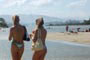 Gatas passeando de biquini na praia