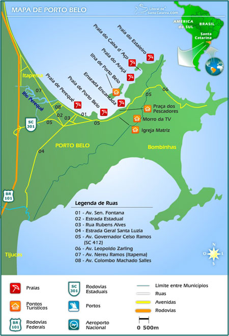 Mapa de Porto Belo - Clique para Ampliar