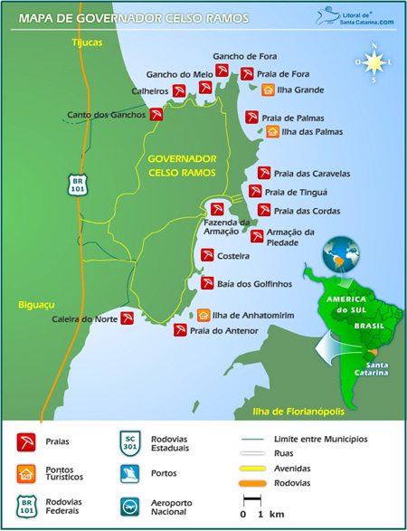 Mapa de Governador Celso Ramos - Clique para Ampliar