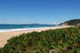 Praia do estaleirinho em Balneário Camboriú, restinga preservada e um azul do mar maravilhoso.