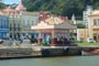 vista de dentro de um barco para o centro histórico de laguna