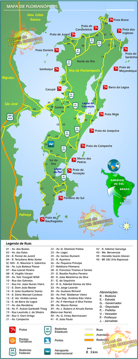 Mapa de Florianópolis, Santa Catarina